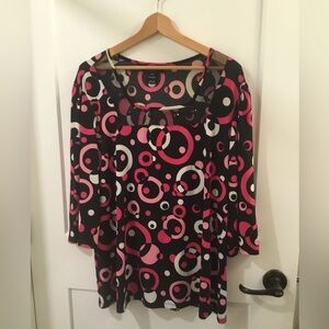Venezia Black Pink White Circle Print top